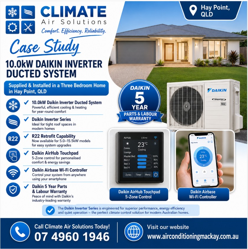 Ducted air conditioner installation Hay Point QLD