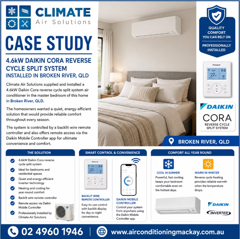 Split system air conditioner installation Broken River Qld