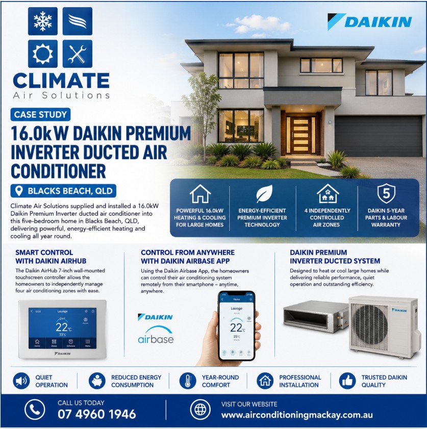 Ducted air conditioner installation Blacks Beach QLD